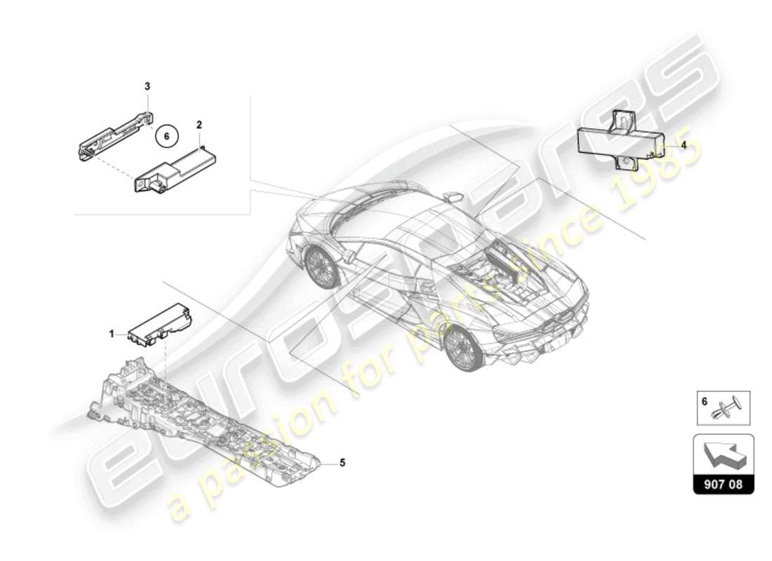 lamborghini revuelto coupe (2024) 'entrée sans clé (kessy)' schéma des pièces