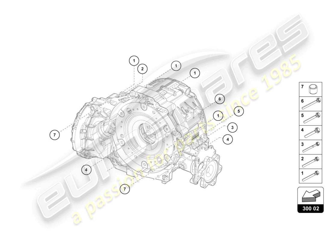 lamborghini urus performante (2024) pièces d'assemblage pour moteur et boîte de vitesses 4.0 ltr. diagramme de pièce