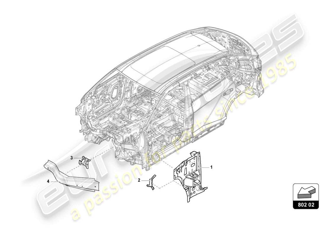 lamborghini urus (2020) pièces sectionnelles pour la section latérale schéma des pièces