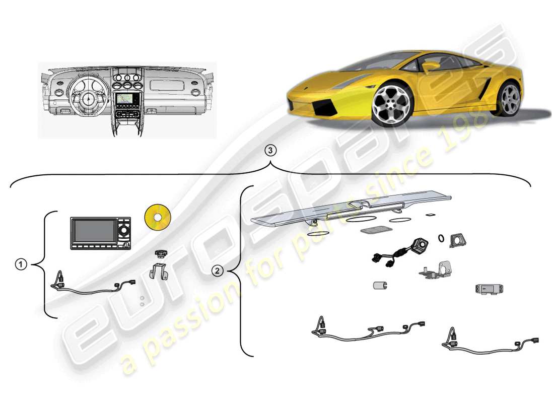 lamborghini lp550-2 spyder (accessories) kit de rénovation pour unité de navigation schéma des pièces