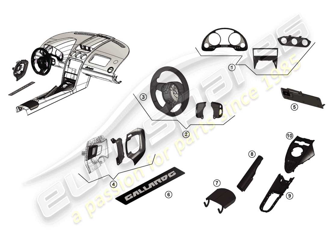 lamborghini gallardo coupe (accessories) ensemble de rénovation schéma des pièces