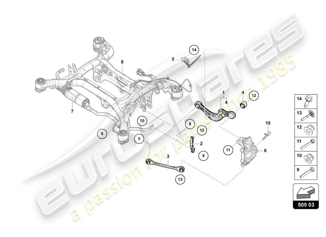 lamborghini urus (2020) suspension arrière schéma des pièces