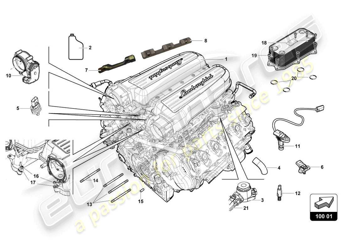 lamborghini super trofeo evo 2 (2022) moteur complet schéma des pièces