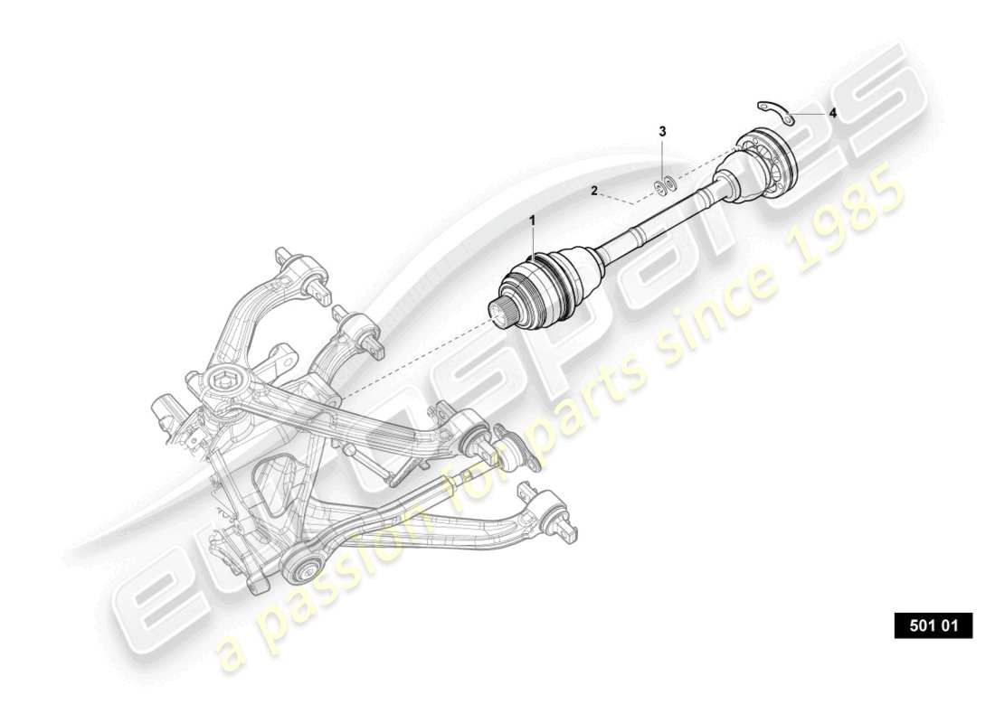 lamborghini super trofeo evo 2 (2022) arbre de transmission arrière schéma des pièces