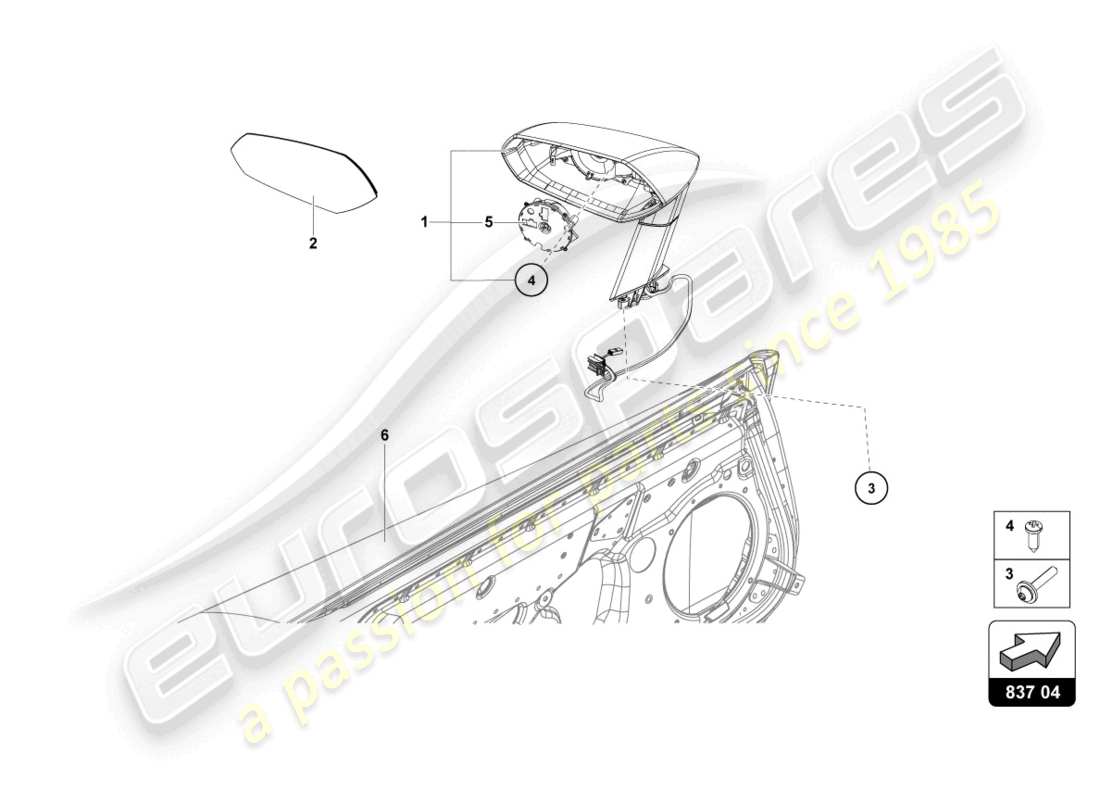 lamborghini ultimae (2022) miroir extérieur schéma des pièces