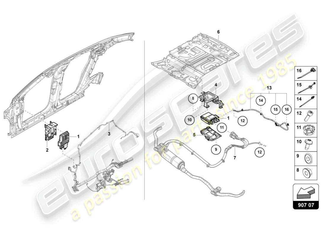 lamborghini urus s (2024) unité de commande pour stabilisation active du roulement schéma des pièces