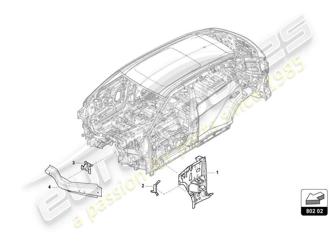 lamborghini urus s (2024) pièces en coupe pour la section latérale schéma des pièces