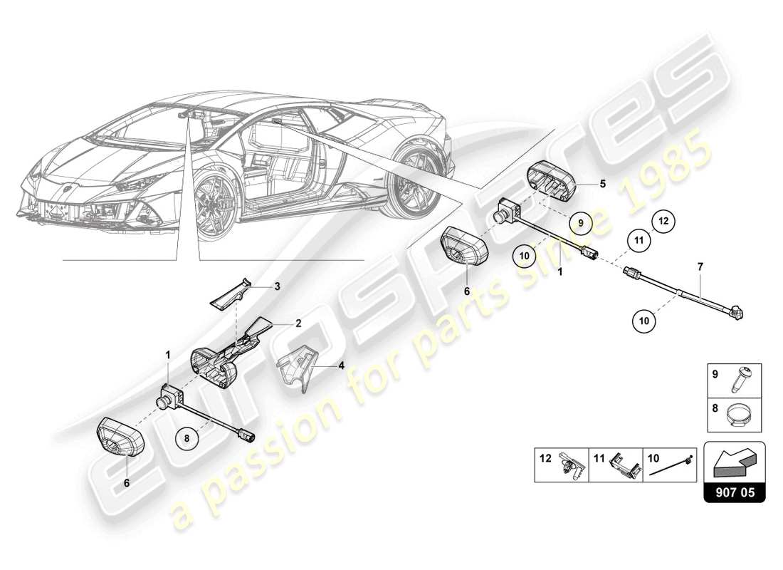 lamborghini tecnica (2023) pièces électriques pour système d'enregistrement vidéo et de télémétrie schéma des pièces