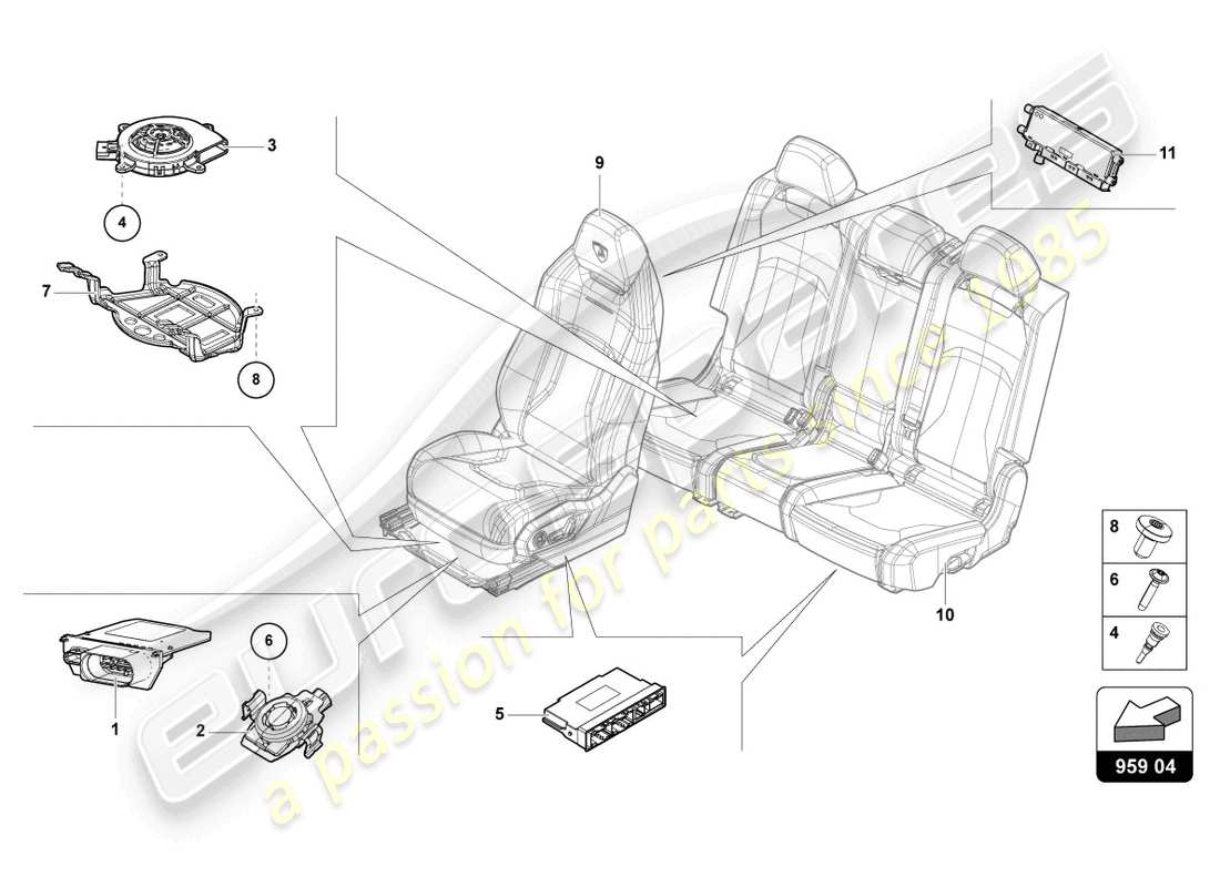 lamborghini urus (2020) centrale de commande pour capteur d'occupation de siège schéma des pièces