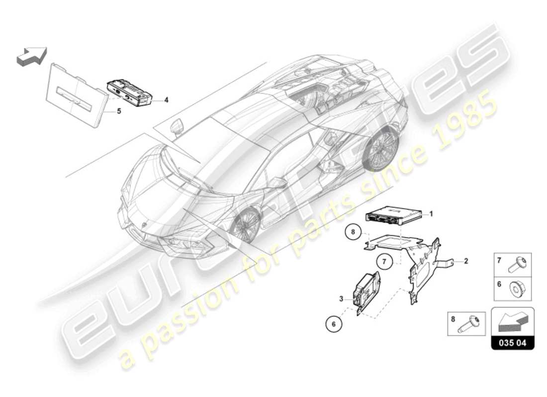 lamborghini revuelto coupe (2024) boîte de communication schéma des pièces