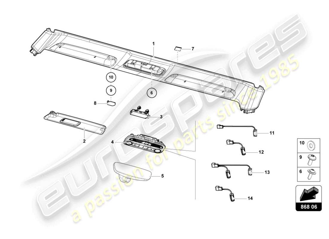 lamborghini evo spyder (2024) garniture du panneau avant schéma des pièces