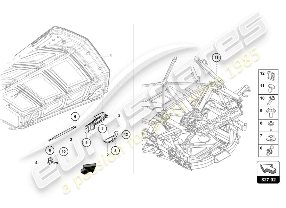 lamborghini 2024 (sterrato) couvercle moteur avec insp. couverture diagramme de pièce