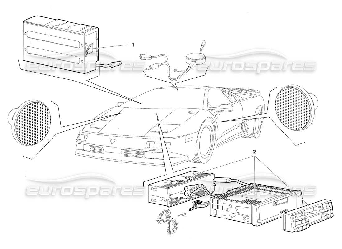 lamborghini diablo se30 (1995) ensemble radio (valable pour le canada - janvier 1995) schéma des pièces