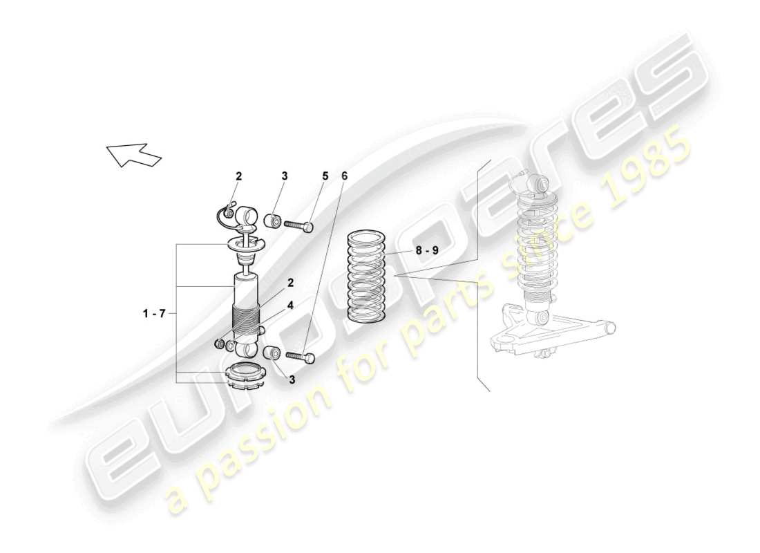 lamborghini lp640 roadster (2007) suspension avant schéma des pièces