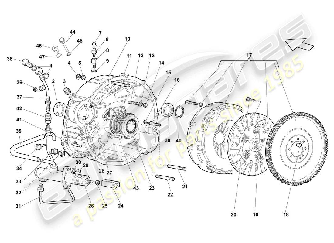 lamborghini lp640 roadster (2007) diagramme de pièce de couplage