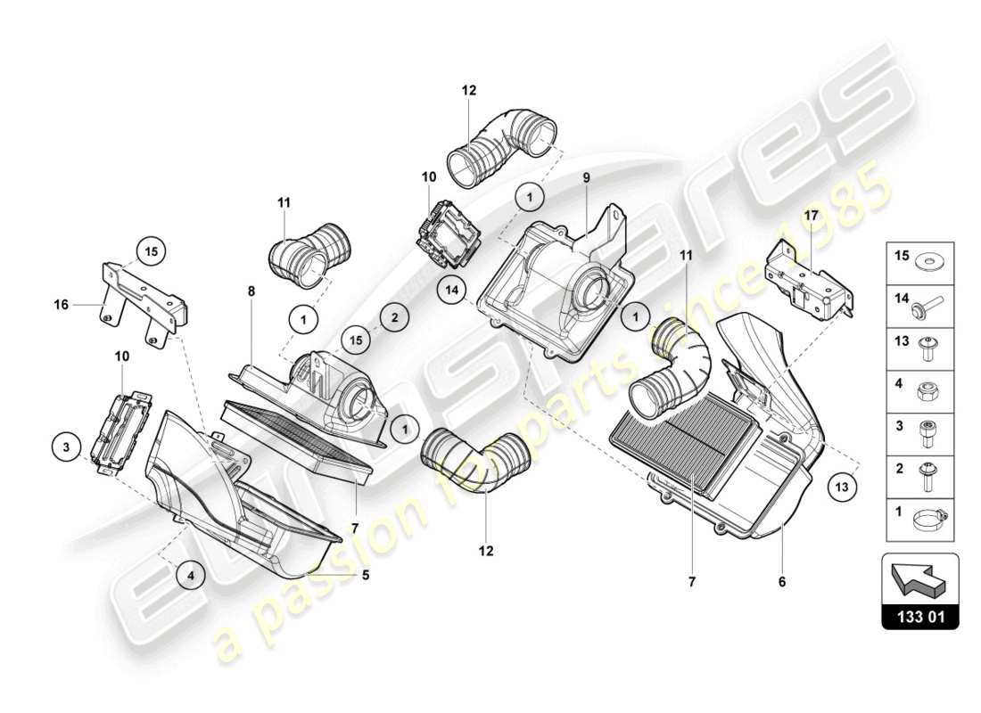 lamborghini countach lpi 800-4 (2022) filtre à air schéma des pièces