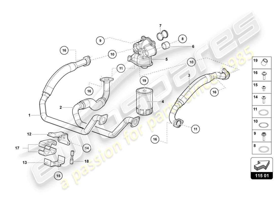 lamborghini countach lpi 800-4 (2022) filtre à huile schéma des pièces