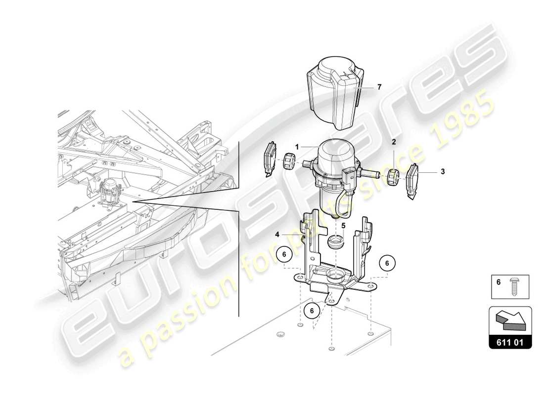 lamborghini countach lpi 800-4 (2022) pompe à vide pour servo de frein schéma des pièces