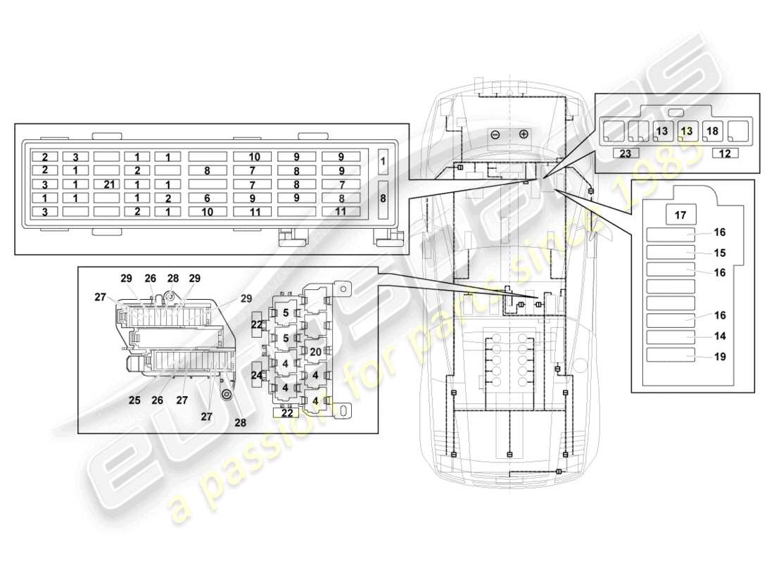 lamborghini lp570-4 sl (2014) électricité centrale schéma des pièces