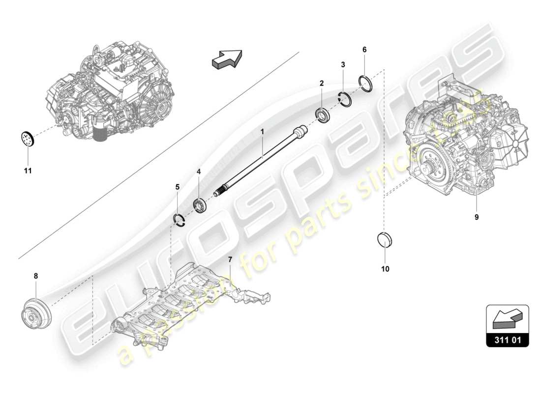 lamborghini evo spyder (2023) arbre d'entrée schéma des pièces
