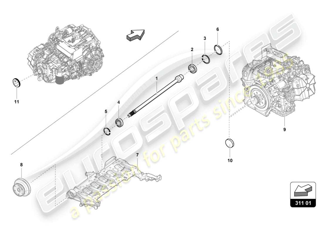 lamborghini tecnica (2023) arbre d'entrée schéma des pièces