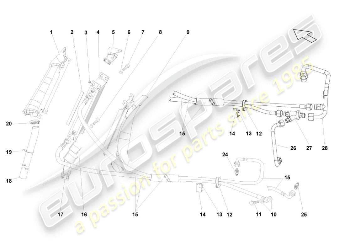 lamborghini gallardo coupe (2004) refroidisseur d'huile à engrenages schéma des pièces