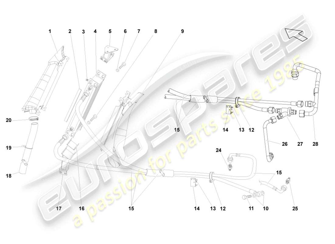 lamborghini gallardo spyder (2007) refroidisseur d'huile pour engrenages schéma des pièces
