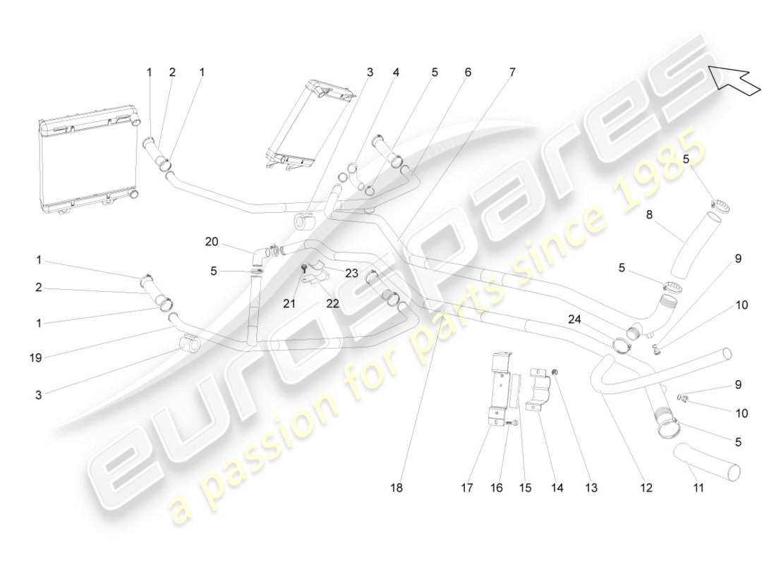 lamborghini gallardo coupe (2004) système de refroidissement du liquide de refroidissement schéma des pièces