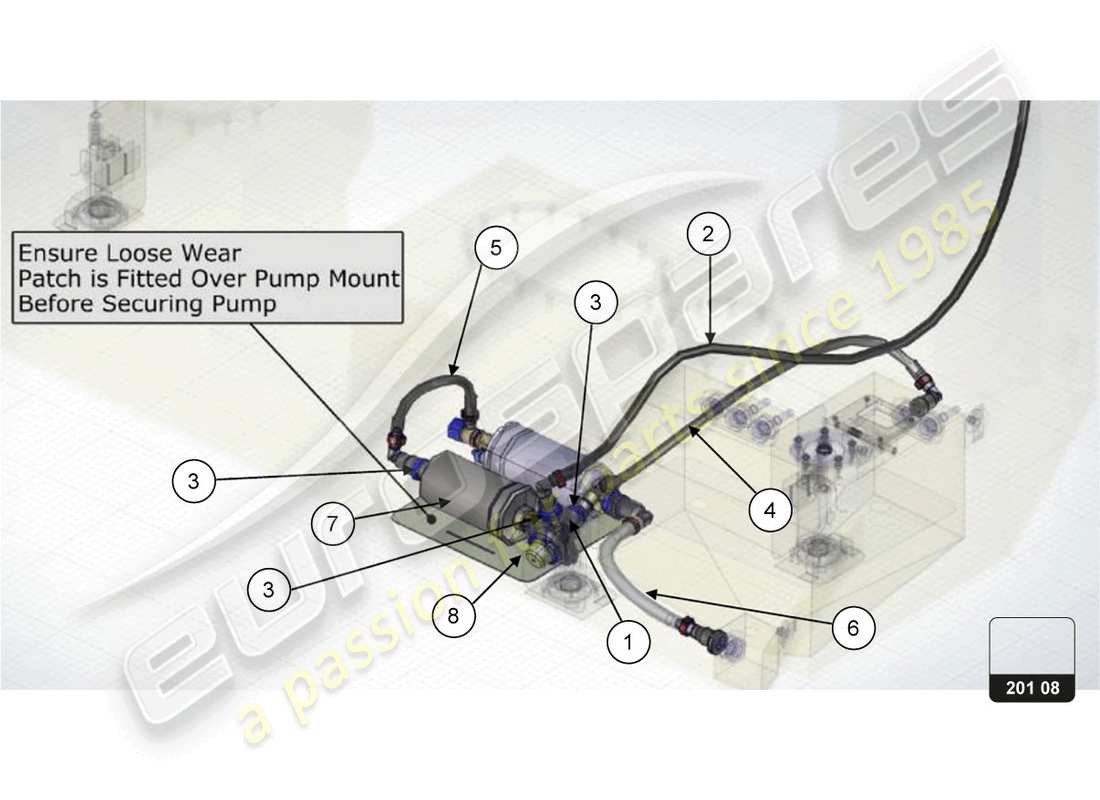 lamborghini super trofeo evo 2 (2022) kit de mise à niveau du réservoir de carburant schéma des pièces