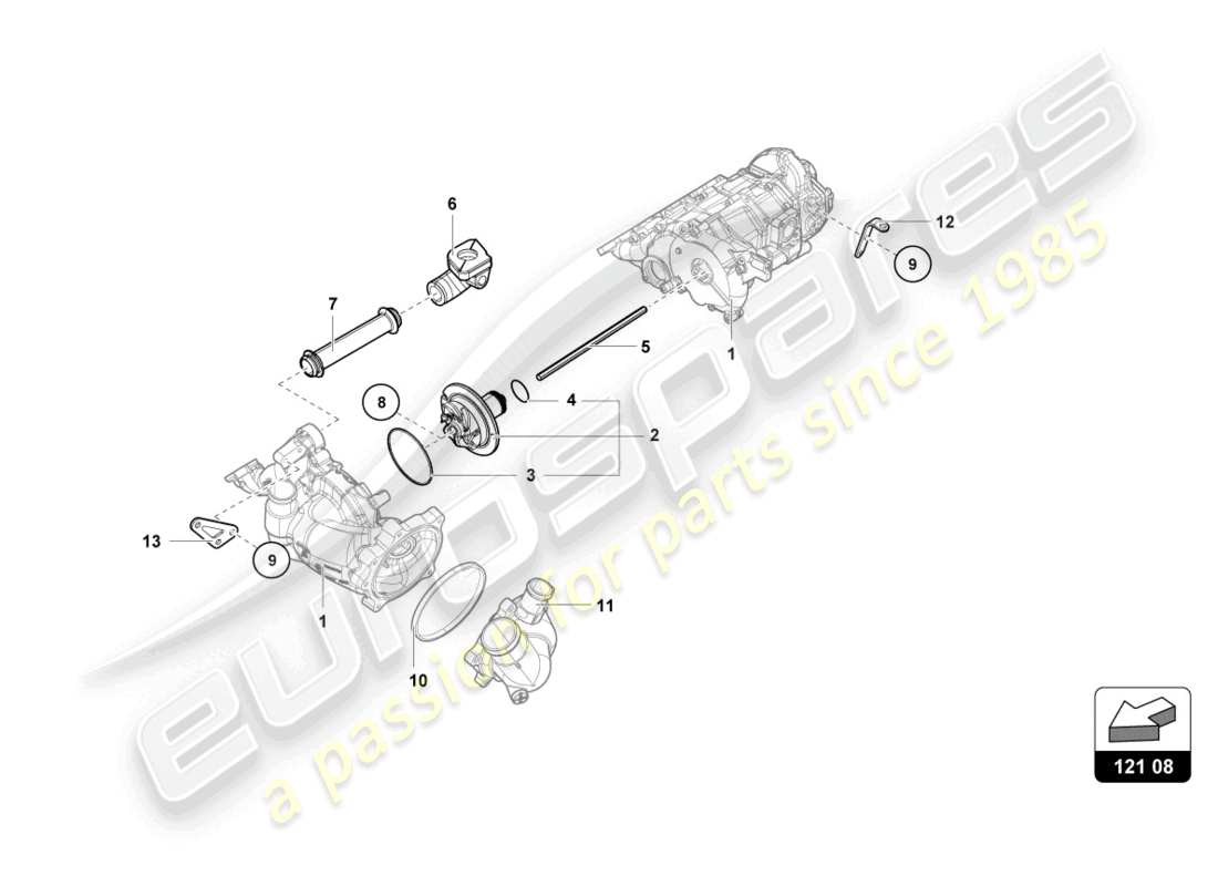 lamborghini super trofeo evo 2 (2022) composants internes de la pompe à huile à eau schéma des pièces