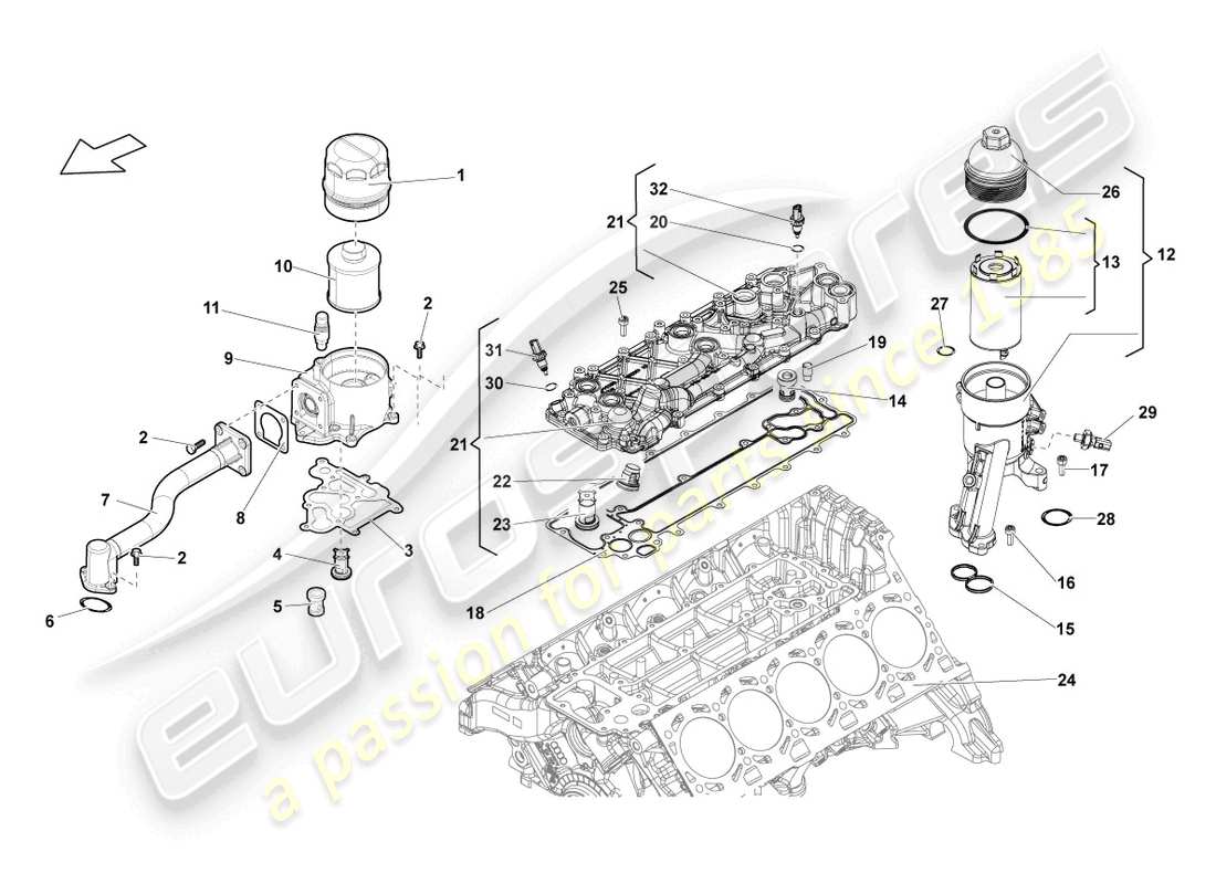 lamborghini lp570-4 sl (2014) filtre à huile schéma des pièces