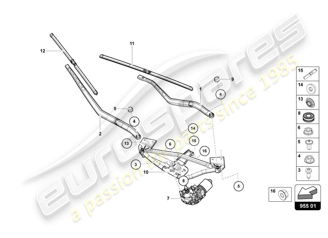 lamborghini countach lpi 800-4 (2022) essuie-glace schéma des pièces