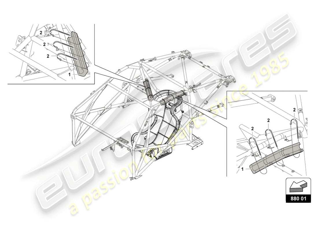 lamborghini super trofeo evo 2 (2022) schéma des pièces de rollcage