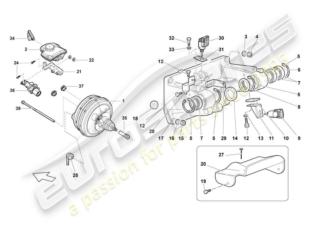 lamborghini lp640 roadster (2010) servo de frein schéma des pièces
