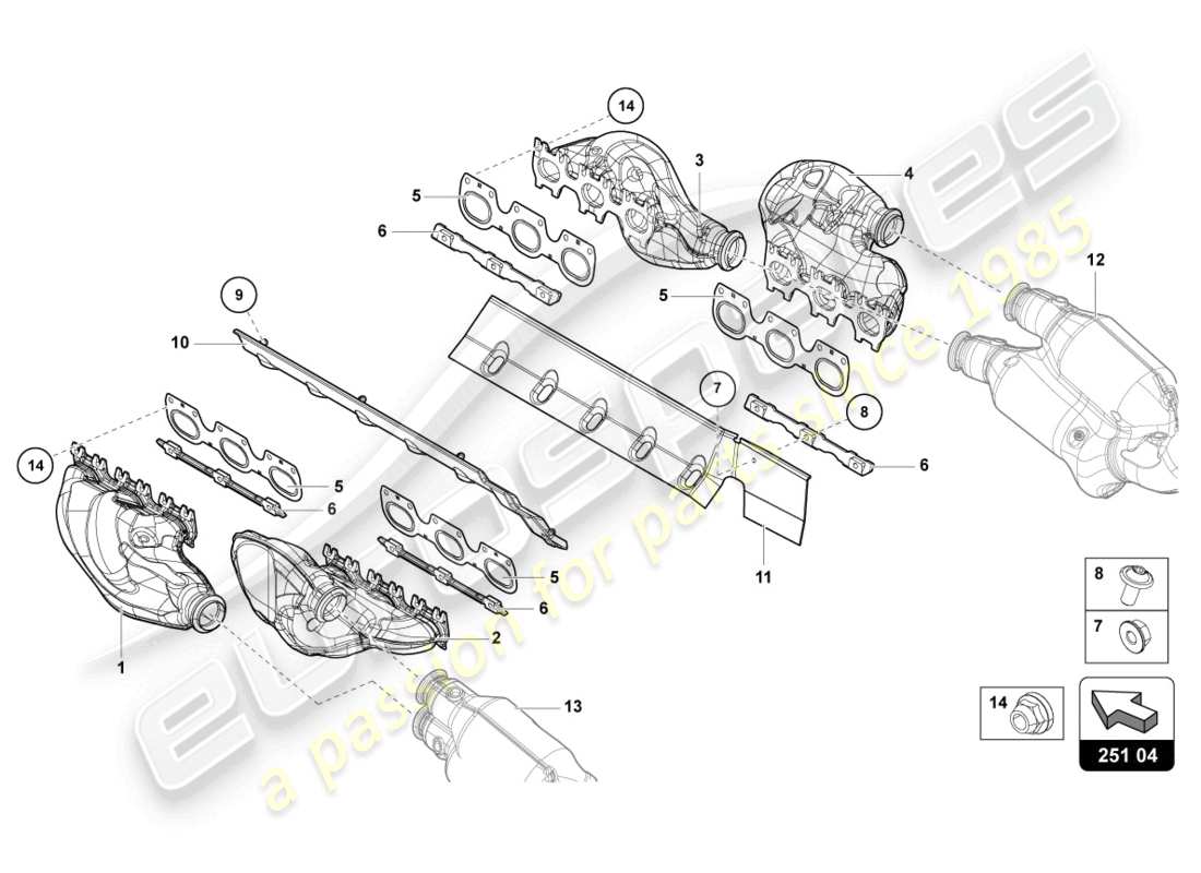 lamborghini lp770-4 svj roadster (2022) système d'échappement schéma des pièces