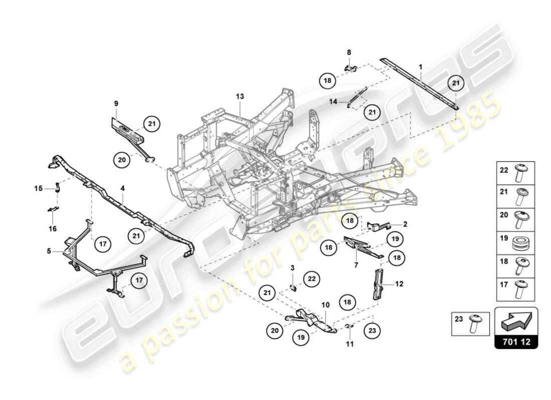 lamborghini sian roadster (2021) cadre de garniture partie arrière schéma des pièces