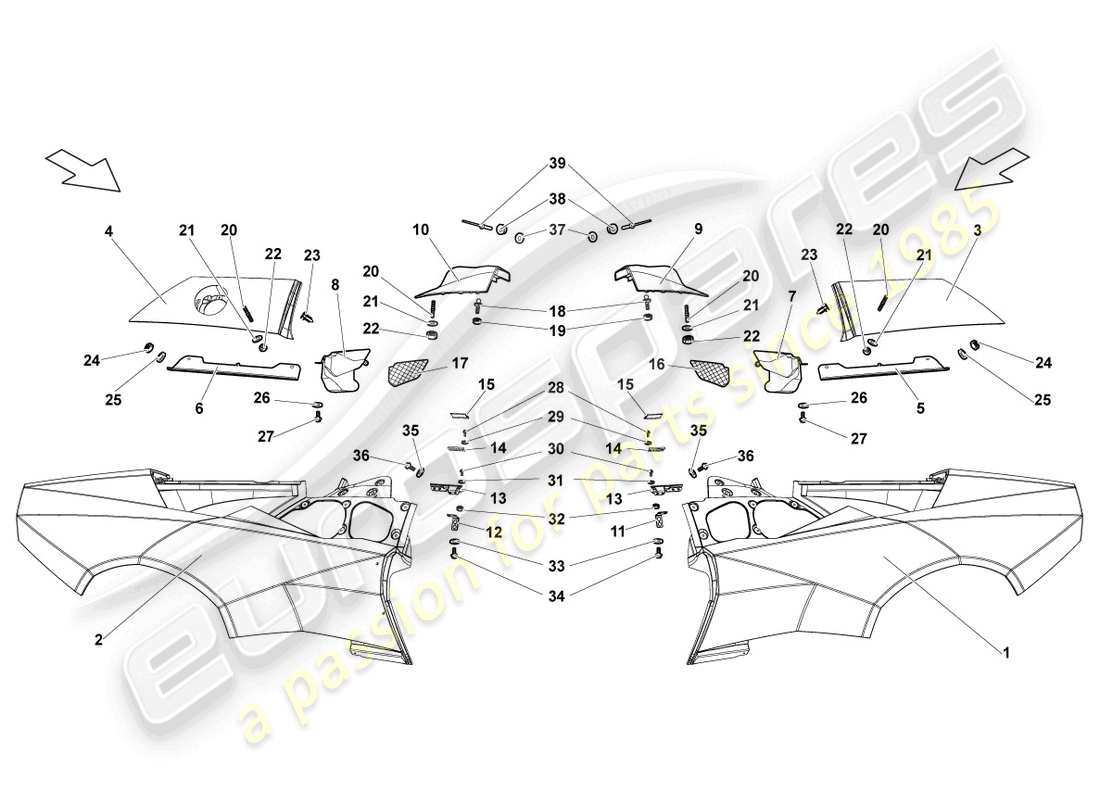 lamborghini reventon roadster partie latérale arrière schéma des pièces