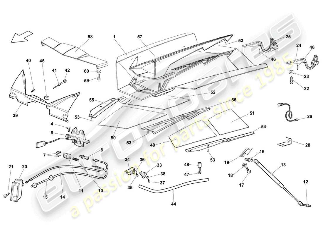 lamborghini reventon roadster volet pour cache moteur arrière schéma des pièces
