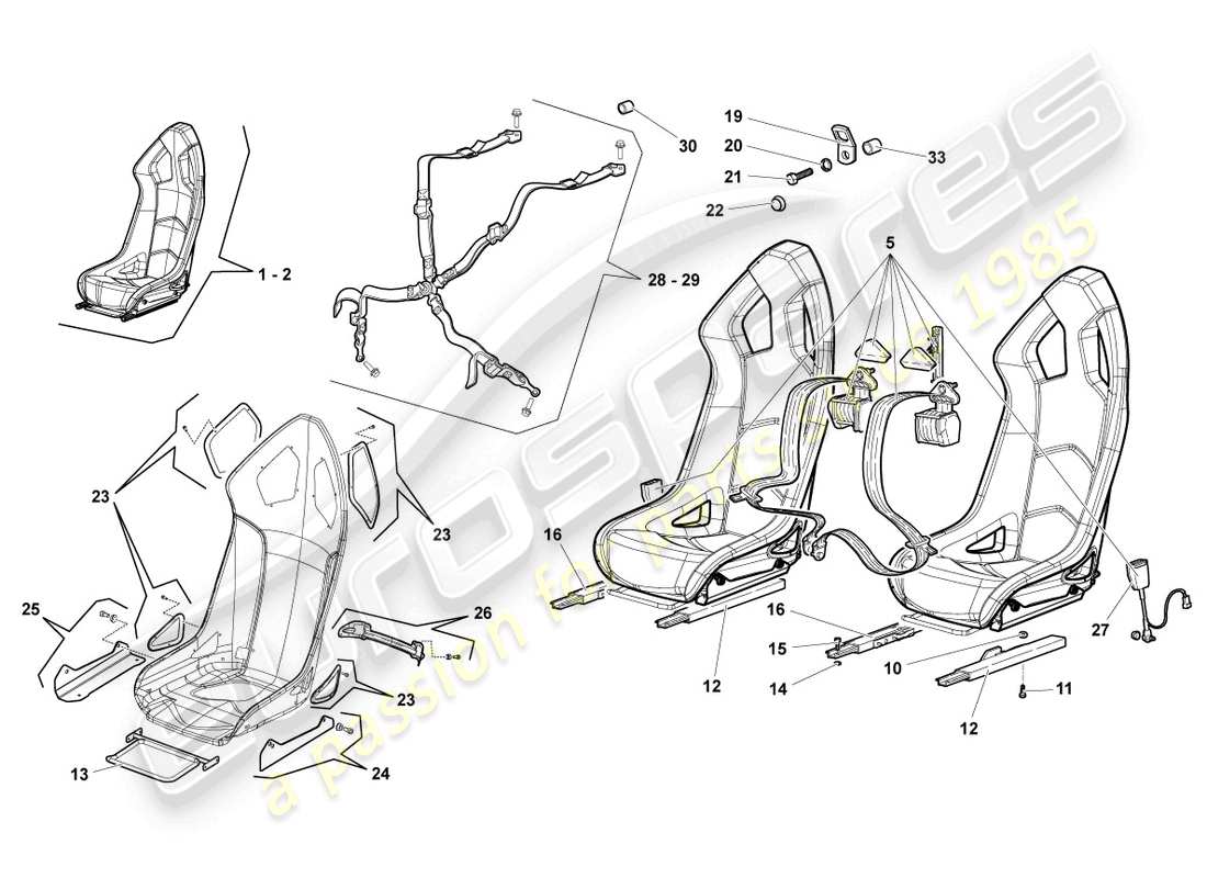 lamborghini reventon roadster siege, complet diagramme de pièce