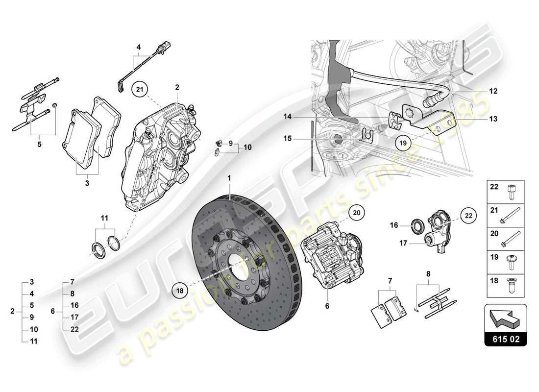 lamborghini ultimae roadster (2022) disque de frein arrière schéma des pièces