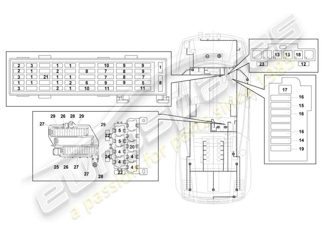lamborghini lp570-4 sl (2012) électricité centrale schéma des pièces