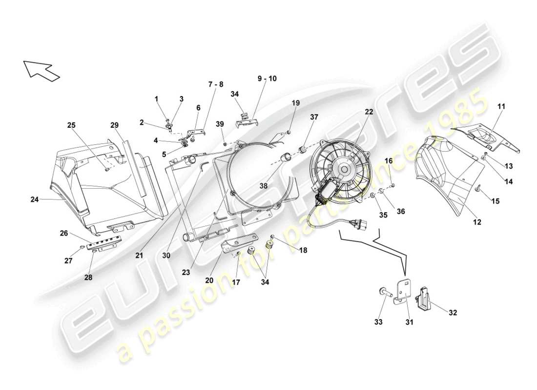 lamborghini lp570-4 sl (2013) refroidisseur pour liquide de refroidissement schéma des pièces