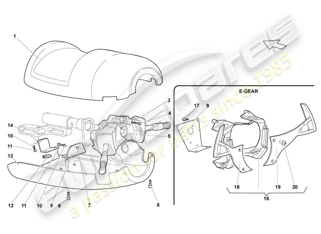 lamborghini reventon roadster colonne de direction. commutateur combiné schéma des pièces