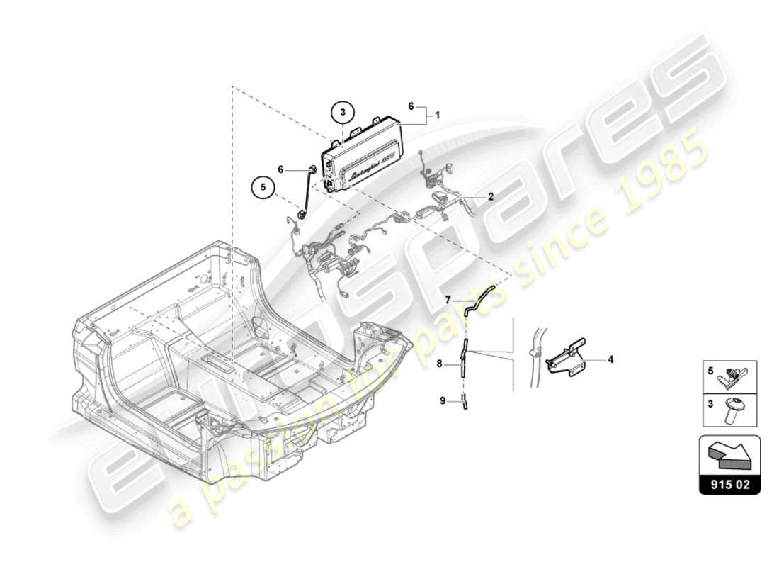 lamborghini countach lpi 800-4 (2022) auxiliary battery part diagram