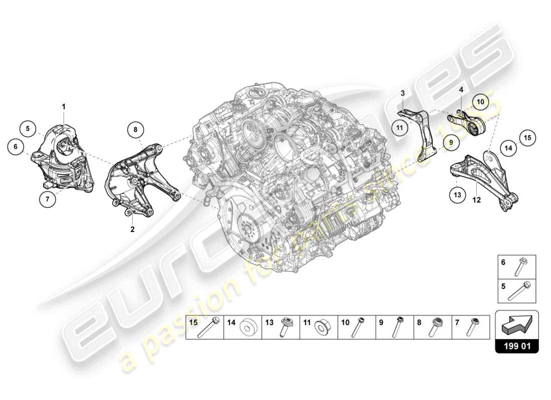 lamborghini urus s (2023) support moteur schéma des pièces