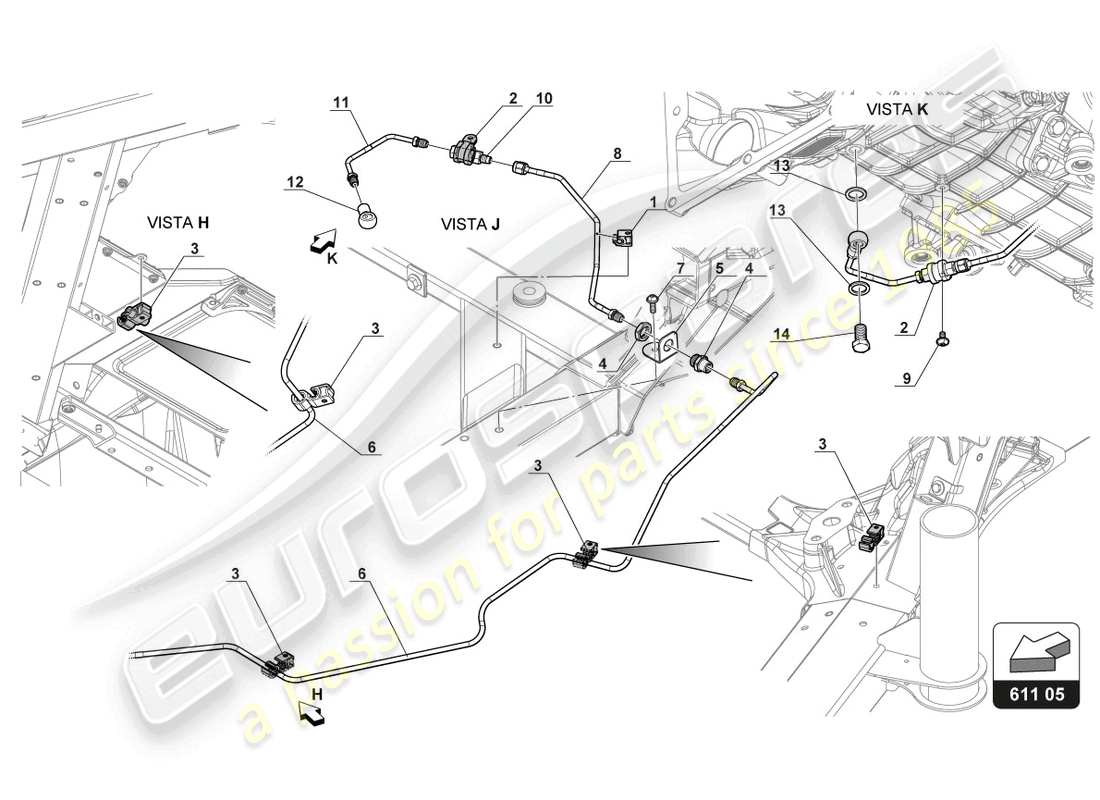 lamborghini gt3 (2017) conduites de frein schéma des pièces