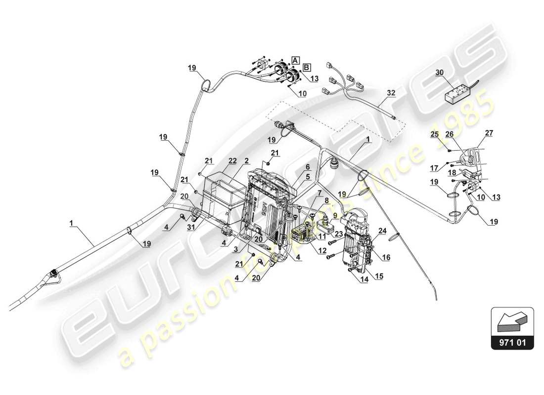 lamborghini gt3 (2017) électricité intérieur schéma des pièces