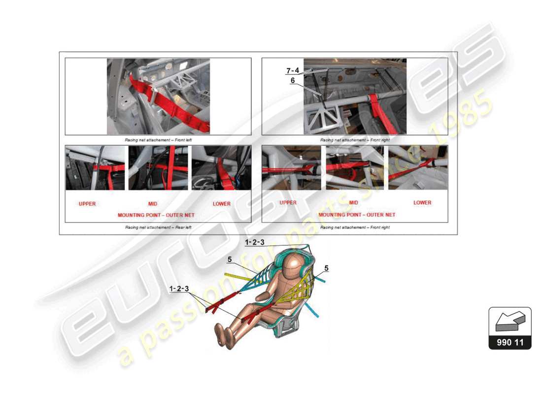 lamborghini gt3 (2017) kit filet de course schéma des pièces