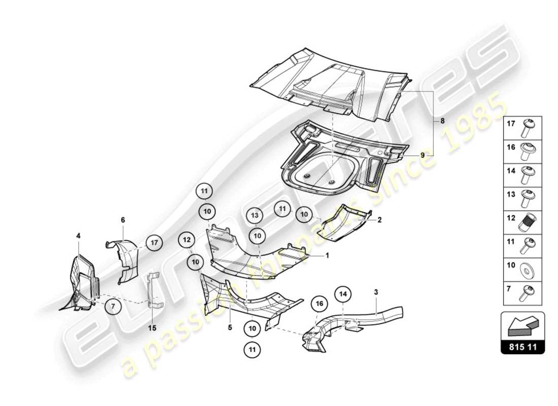 lamborghini sian roadster (2021) diagramme des pièces du conduit d'air