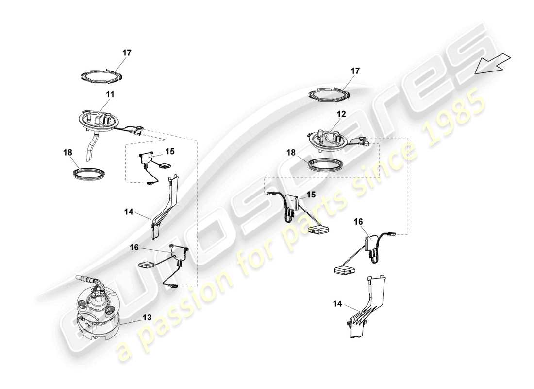 lamborghini blancpain sts (2012) unité de distribution de carburant et émetteur pour jauge de carburant schéma des pièces